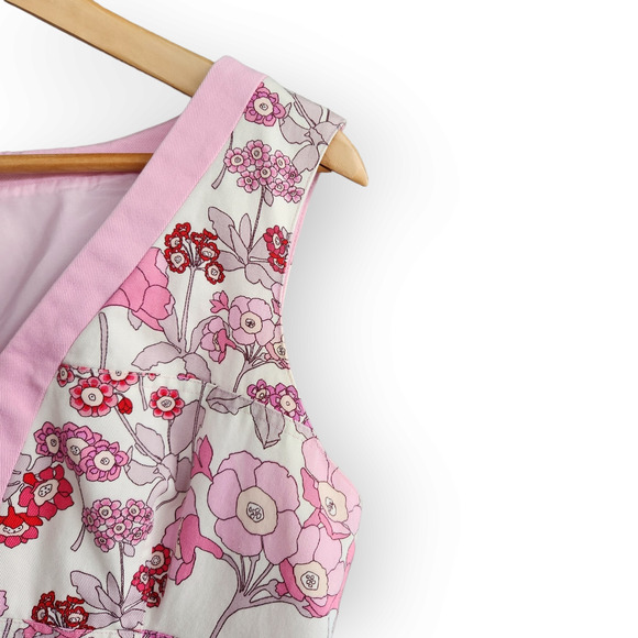 Vintage Kay Unger New York White & Pink Floral A Line Dress 10 - Picture 3 of 9